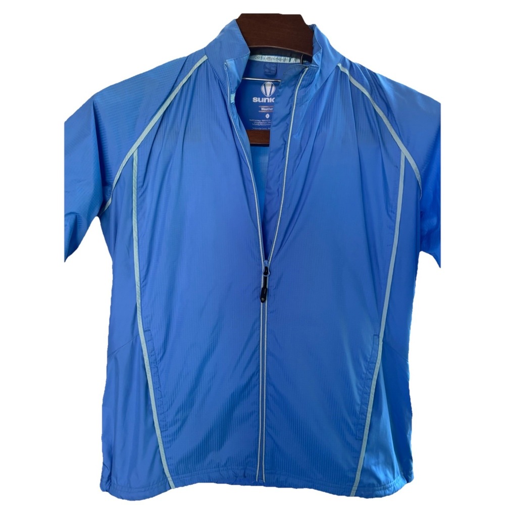 Sunnice Large Gisele  Blue Lined Golf Windbreaker Water Repellent Women's Weathe